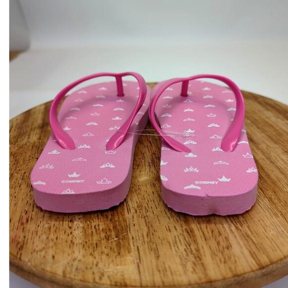 Disney Princess Crown Pattern Pink Flip Flop Kids Size 8 - Picture 4 of 8